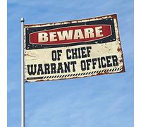 Drapeau Man Cave Bar « Beware of Chief Warrant Officer » pour chambre de fille et garçon (152 x 244 cm)