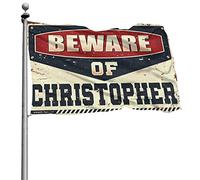 Drapeau « Man Cave Bar Beware Of Christopher » - Décoration de campagne - Panneau d'automne pour porche (120 x 180 cm)