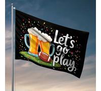 Drapeau Man Cave Bar Cheers And Game On : Let's Go Play! Drapeaux pour chambre d'adolescentes et filles Drapeau de jardin d'automne (60 x 90 cm)