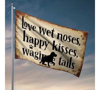 Drapeau « Man Cave Bar Love For Wet Noses, Happy Kisses », pour chambre d'adolescente, fille, drapeau de jardin d'automne (152 x 244 cm)