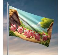 Drapeau « Man Cave Bar Seven Happy Pigs In The Countryside » pour chambre d'adolescente et fille Drapeau de jardin d'automne (120 x 180 cm)