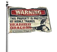 Drapeau « Man Cave Bar Warning This Property Is Protected By A Highly Trained Bearded Dragon » - 2 drapeaux pour chambre de fille - Articles cool pour garçons (120 x 180 cm)