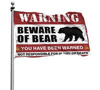 Drapeau Man Cave Rules Beware Of Bear pour décoration de chambre à coucher (152 x 244 cm)