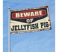 Drapeau « Man Cave Rules Beware Of Jellyfish » - Drapeau de jardin cool pour chambre de fille (30 x 45 cm)