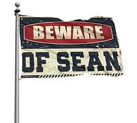Drapeau « Man Cave Rules » « Beware of Sean » - Drapeau de jardin cool pour chambre de fille (60 x 90 cm)