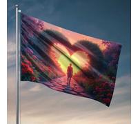 Drapeau Man Cave Rules Coucher de Soleil Cœur Jardin Chemin Drapeaux pour Chambre Adolescent Garçon Drapeaux pour Chambre (30 x 45 cm)