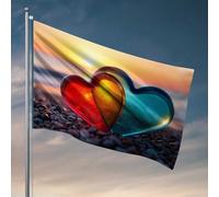 Drapeau Man Cave Rules Hearts On The Beach At Sunset Décoration Country House Drapeau (60 x 90 cm)