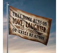 Drapeau « Man Cave Rules Home Filled With Love And Laughter » pour chambre d'adolescent et de garçon (120 x 180 cm)