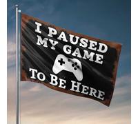 Drapeau Man Cave Rules Paused My Game For You pour décoration de campagne (120 x 180 cm)