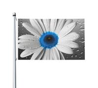 Drapeau marguerite blanche et bleue de 0,9 x 1,5 m avec œillets pour printemps, été, automne, hiver, extérieur et intérieur, bannière double face pour décorations de cour