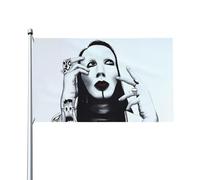 Drapeau Marilyn Music Manson - Décoration murale à suspendre - Pour extérieur, intérieur, jardin, dortoir d'automne - 0,9 x 1,5 m