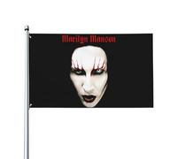 Drapeau Marilyn Music Manson - Décoration murale à suspendre - Pour extérieur, intérieur, jardin, dortoir d'automne - 0,9 x 1,5 m