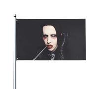 Drapeau Marilyn Music Manson - Décoration murale à suspendre - Pour extérieur, intérieur, jardin, dortoir d'automne - 0,9 x 1,5 m