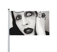 Drapeau Marilyn Music Manson - Décoration murale à suspendre - Pour extérieur, intérieur, jardin, dortoir d'automne - 0,9 x 1,5 m