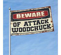 Drapeau marmotte pour homme avec inscription « Beware Of Attack » - 30 x 45 cm