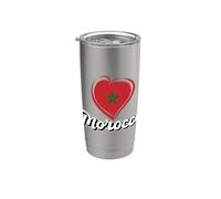 Drapeau Maroc de voyage avec cœur Gobelet isotherme en acier inoxydable double paroi