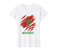 Drapeau Maroc Dima Maghreb Maroc T-Shirt Graphique avec Valeur, Femme, Blanc, L