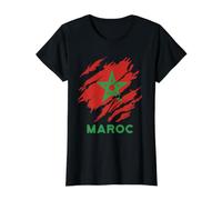 Drapeau Maroc Dima Maghreb Maroc T-Shirt Graphique avec Valeur, Femme, Noir, L