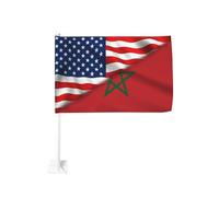 Drapeau marocain moitié Amérique moitié Maroc, drapeau de voiture à pince pour fenêtre, 45,7 x 30,5 cm, polyester avec protection UV, couleurs vives, drapeau double face pour voiture (mât non inclus)