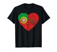Drapeau marocain portugais en forme de cœur | Portugal Maroc Flag Roots T-Shirt