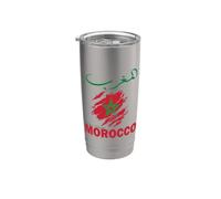Drapeau marocain Pride vieilli en arabe Carte complète du Maroc Gobelet isotherme en acier inoxydable double paroi