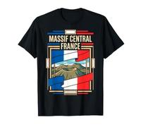Drapeau Massif Central France Cratère Volcanique Montagnes Rétro T-Shirt
