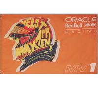 Drapeau Max Verstappen - Collection officielle Oracle Red Bull Racing pour la saison 2024 de Formule 1 - Motif Pop Art - Dimensions du drapeau : 90 x 150 cm - Produit officiel