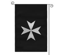 Drapeau médiéval de jardin avec armoiries - 30,5 x 45,7 cm - Double face - Drapeau d'extérieur (chevaliers hospitaliers)