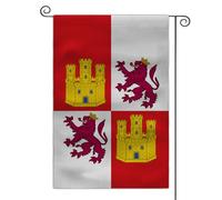 Drapeau médiéval de jardin avec armoiries - 30,5 x 45,7 cm - Double face - Drapeau d'extérieur (Royaume de Castille)