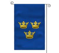 Drapeau médiéval de jardin avec armoiries - 30,5 x 45,7 cm - Double face - Drapeau d'extérieur (Royaume de Suède)