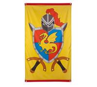 Drapeau médiéval déco de fête jaune-coloré 150x90cm
