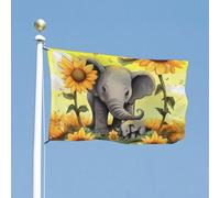 Drapeau mère éléphant tournesols 61 x 88,9 cm pour extérieur couleurs vives et résistant à la décoloration, drapeau robuste à double couture pour décoration de jardin, maison, avec œillets métalliques