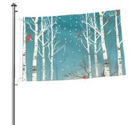 Drapeau « Merry Christmas » en forme de bouleau - 6 x 0,9 m - Impression double face - Drapeau de jardin pour l'extérieur - Bannière cadeau avec œillets - Toile de fond pour photo pour décoration