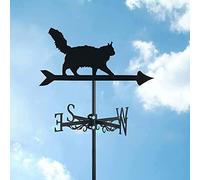 Drapeau météo en métal, robinet météo, indicateur de direction du vent, drapeau météo en acier inoxydable, forme de chat mignon, décoration de jardin pour la cour en plein air, Cat~d