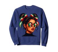 Drapeau Mexicain Afro Noir Femme Mexicaine Drapeau Fille désordonnée Chignon fierté Sweatshirt