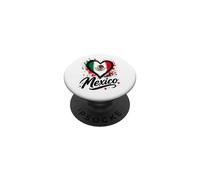 Drapeau Mexicain avec Inscription « I Love Mexico Vacation Travel » PopSockets PopGrip Adhésif