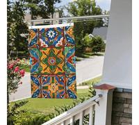 Drapeau mexicain en carreaux de céramique 61 x 91 cm pour extérieur et intérieur - Drapeaux de jardin avec œillets verticaux double face pour décorations de cour
