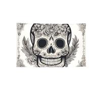Drapeau mexicain imprimé tête de mort à quatre trous, bords cousus pour décoration murale de bureau et maison