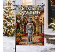 Drapeau mexicain Talavera Casse-Noisette Thème Noël Jardin 30,5 x 45,7 cm | Thème artistique mexicain, drapeau de cour, motifs de carreaux Talavera, piñata vibrantes, vœux de vacances en plein air