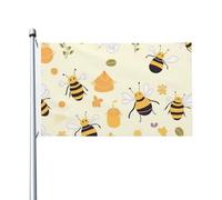 Drapeau mignon abeilles miel drapeaux d'extérieur bannière drôle fête bannière double face imprimé drapeaux de jardin pour la maison, l'extérieur et l'intérieur décoration intérieure 90 x 150 cm