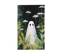 Drapeau mignon chat dans un chapeau de soleil de dessin animé, bannière de vœux de saison de 91 x 152 cm avec œillets, décoration d'intérieur et d'extérieur