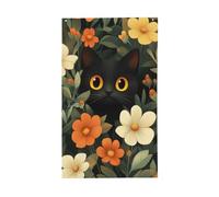 Drapeau mignon chat noir orange fleurs crème maison cour maison bannière de vœux saison bannière avec œillets décoration intérieure extérieure fête maison
