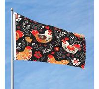 Drapeau mignon coq poules 6 x 0,9 m double face ne se décolore pas drapeau de jardin drapeau de cour drapeau de cour drapeau avec bannière extérieure en laiton décoration pour cour, porche, pelouse
