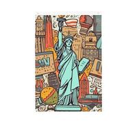 Drapeau mignon de dessin animé New York American Theme Art 9,5 x 1,5 m, drapeaux de jardin vibrants double face, bannière de bienvenue saisonnière avec œillets en laiton, décoration de fond photo pour