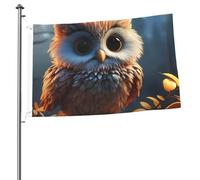 Drapeau mignon en forme de chouette 61 x 91 cm double face avec œillets en laiton qui ne se décolore pas, bannière de vœux, décoration d'intérieur ou d'extérieur