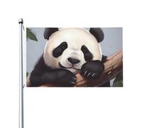 Drapeau mignon panda endormi 91 x 152 cm double face vertical drapeau de jardin bannière de vacances saisonnières avec œillets en laiton pour toile de fond photo, drapeau de cour pour intérieur et