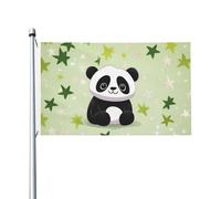 Drapeau mignon panda étoile 0,9 x 1,5 m pour extérieur intérieur printemps été automne hiver drapeau de jardin avec œillets double face drapeaux de vacances bannière pour décorations de cour