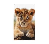 Drapeau mignon petit animal lion 0,9 x 1,5 m double face vibrant drapeaux d'extérieur bannières avec œillets en laiton bienvenue saisonnier bannière décoration photo fond pour cour, porche, pelouse