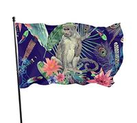 Drapeau mignon singe paon 91 x 152 cm, couleurs vives, résistant à la décoloration, bannière de sports de plein air en polyester avec 2 œillets en laiton