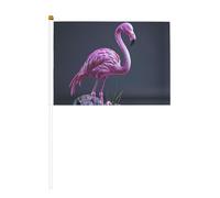 Drapeau miniature creux imprimé flamant rose - Fournitures de fête pour défilés de la coupe du monde - Drapeaux d'événements